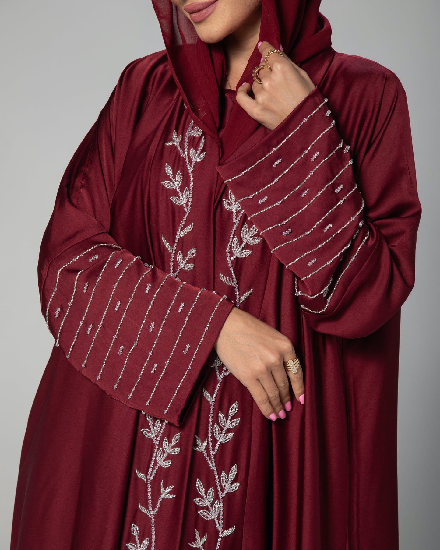 AMANI ABAYA - BURGUNDY RED